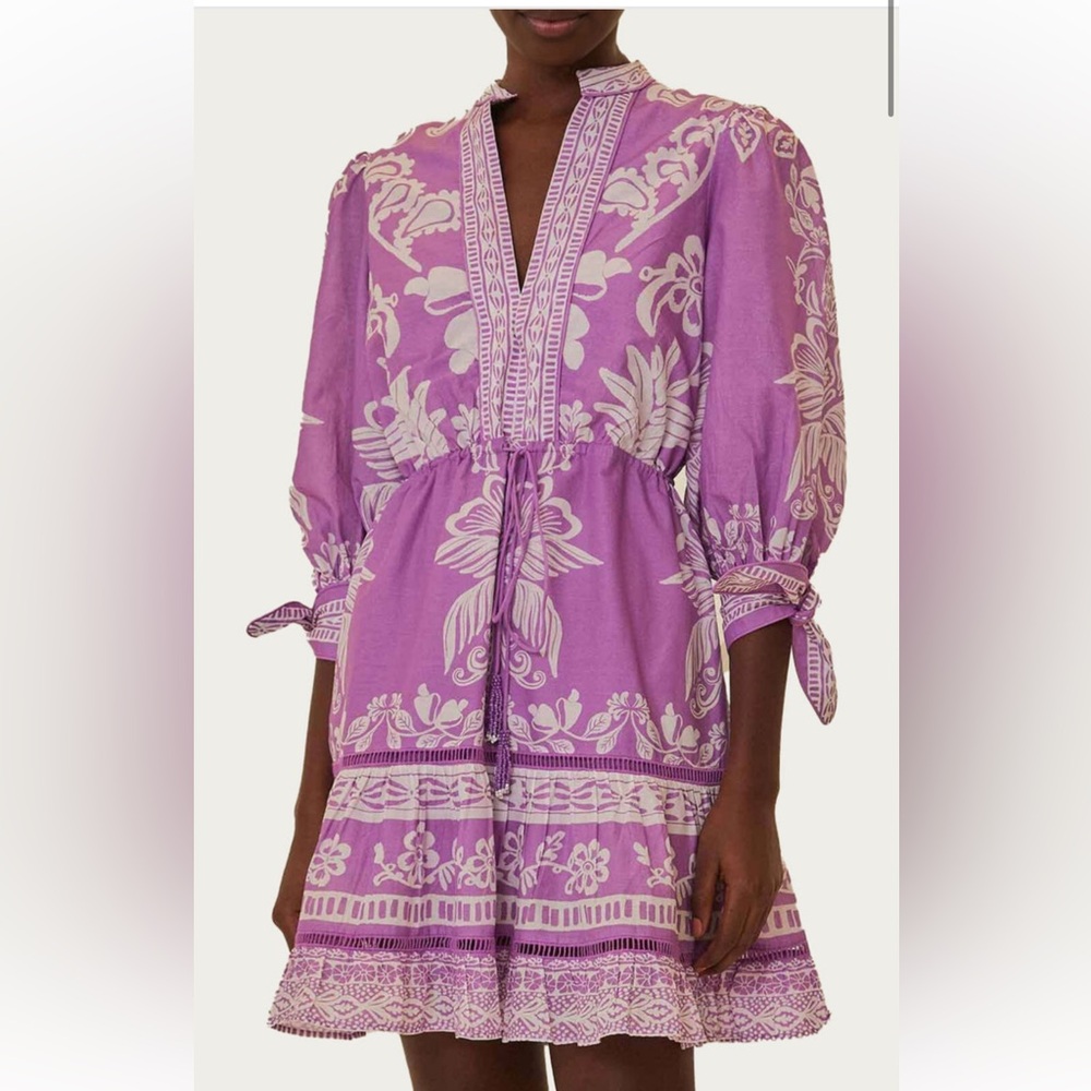 FARM Rio Purple and White Mini Dress